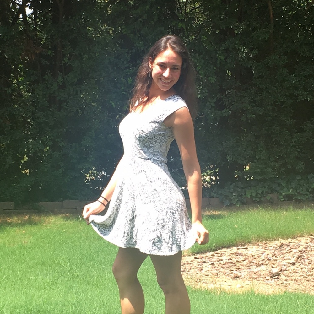 Cream lace dress with black lining